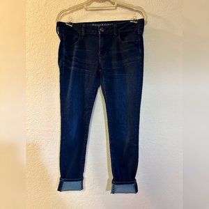 Like-New AE Dark Denim Low Rise Short Skinny Denim Jeggings - US 10 SHORT